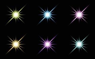 Glare star sparkling Glow Light Effect Set vector