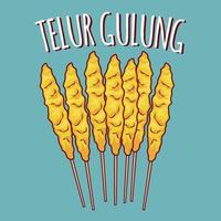 Telur gulung illustration Indonesian food with cartoon style vector