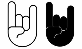 rock and roll hand gesture icon set isolated on white background vector