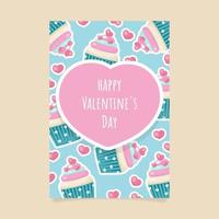 Vector valentine s day greeting card with cupcakes