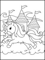 Unicorn Coloring Pages For Kids - Unicorn Outline Illustration vector