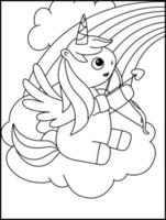 Unicorn Coloring Pages For Kids - Unicorn Outline Illustration vector