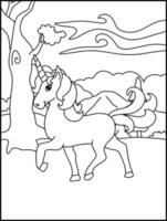 Unicorn Coloring Pages For Kids - Unicorn Outline Illustration vector