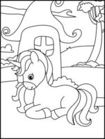 Unicorn Coloring Pages For Kids - Unicorn Outline Illustration vector