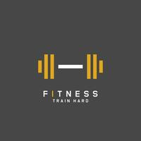 Gym fitness dumbbell logo design illustration. Creative symbol fitness sports equipment gym strength power logo icon vector type. Isolated background.