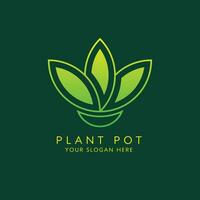 Potted plant logo design illustration. Creative Pattern leaf or tree in pot abstract logo type line monogram color shape vector. Isolated background. vector