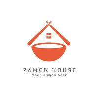 Ramen house logo design illustration. Creative building noodle chopstick colored logo type monogram color shape vector. Isolated background. vector