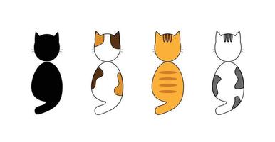 Cats look from behind, colorfull cute cats, back view of cats vector