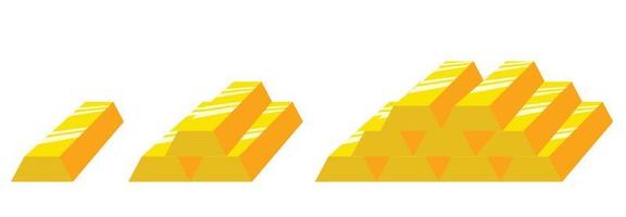 Gold bars flat style isometric shiny vector