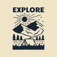 explorar la naturaleza con camping dibujo a mano alzada ilustración vectorial vector