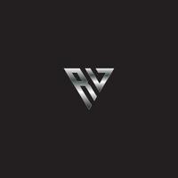 RA square logotriangle silver logo metal logo monogram black background vector