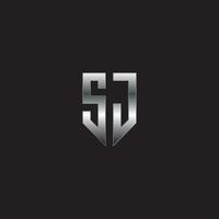 logotipo de sj, logotipo de metal, logotipo de plata, monograma, vector