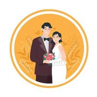 Bride And Groom Getting Married vector