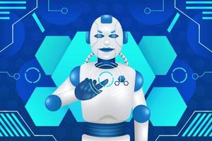 Robots rule the tech world, 3d illustration vector