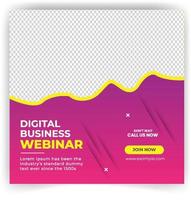 Business marketing webinar social media post template, business webinar, conference announcements, and online seminar. Vector design isolated.