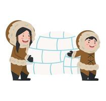 Eskimo Happy move house cartoon vector