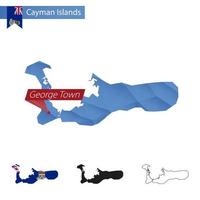 Cayman Islands blue Low Poly map with capital George Town. vector