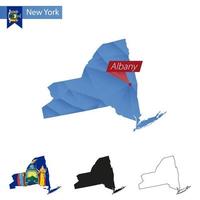 State of New York blue Low Poly map with capital Albany. vector