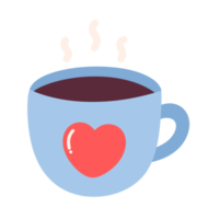 Valentines day hot drink coffee cup with cream Icon. png