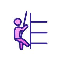 man climbs with wall insurance icon vector outline illustration