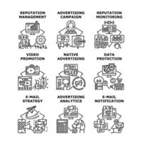 Advertise Campaign Set Icons Vector Illustrations