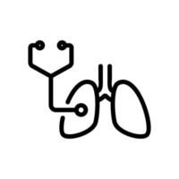 human lung with stethoscope icon vector outline illustration