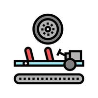 wheels installing car color icon vector illustration