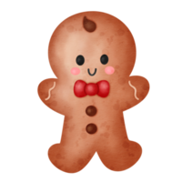 Watercolor Holiday gingerbread man cookie icon. png