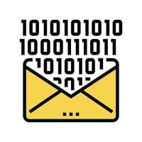 email message with binary code color icon vector illustration