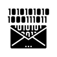 email message with binary code glyph icon vector illustration
