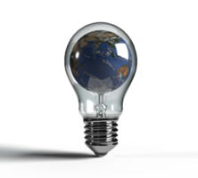 lampa glödlampa värld global jord Karta planet objekt ikon symbol dekoration spara jord ekologi innovation kreativ aning grön energi kraft systemet teknologi tid timme framtida miljö.3d framställa png