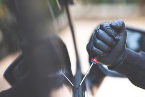 Car thieves parked in the market photo