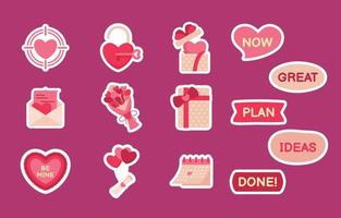 Valentine Journal Sticker Collection vector