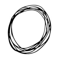 círculo de garabatos dibujado a mano. elemento de diseño circular redondo de fideos negros sobre fondo blanco. ilustración vectorial vector