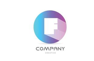 f icono del logotipo de la letra del alfabeto azul rosa con sombra larga y círculo. plantilla creativa para empresa o negocio vector