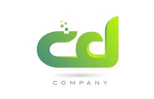 joined CD alphabet letter logo icon combination design with dots and green color. Creative template for company and business vector