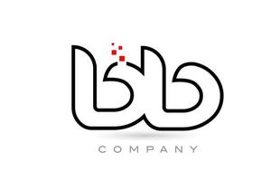 BB connected alphabet letter logo icon combination design with dots and red color. Creative template for company and business vector