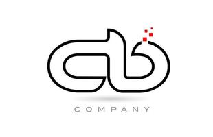 CB connected alphabet letter logo icon combination design with dots and red color. Creative template for company and business vector