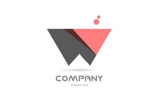 Ícono del logotipo de la letra del alfabeto geométrico de puntos rosas w. plantilla creativa para negocios y empresas. vector