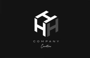 gris blanco h tres letras cubo alfabeto letra logo icono diseño. plantilla creativa para empresa vector