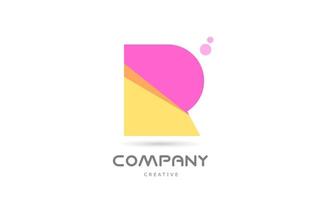R yellow pink geometric alphabet letter logo icon. Creative template for business and company vector