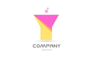 Y yellow pink geometric alphabet letter logo icon. Creative template for business and company vector