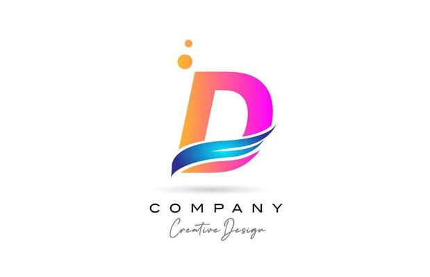 pink bubbles D alphabet letter logo icon with blue swoosh. Creative template for company and business