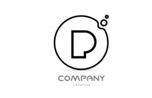 geometric letter P alphabet logo icon with circle and bubbles. Creative template for business and company vector