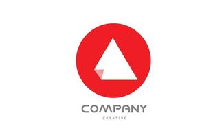 A geometric alphabet letter logo icon design with folded corner and red circle vector