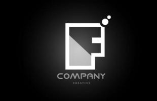 F black and white alphabet letter logo icon with dots. Creative template for company and business vector