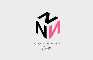 pink N three letter alphabet letter logo icon design. Creative template for business and company vector