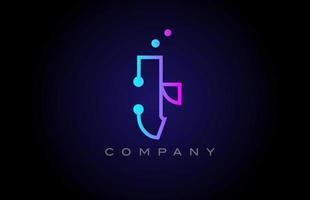 rosa azul t punto línea alfabeto letra logo icono diseño. plantilla creativa para negocios y empresas. vector