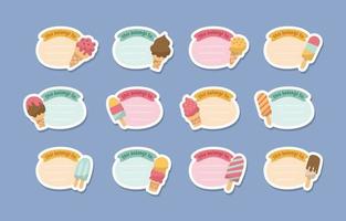 Belongs Sticker Label With Ice Cream elements vector