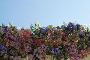 Beautiful flowers adorn the fabric. photo